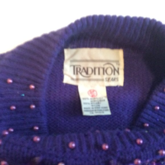Sear's Traditional Collection Sweater Women's Sz Small 34 Purple Fairycore Beads - Picture 7 of 13
